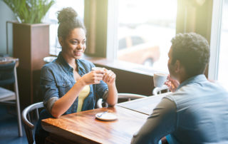 Job interview in coffee shop