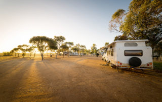 Camping at sunset